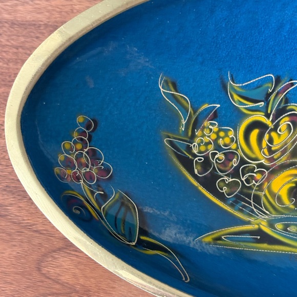 Ornate Blue Moon Bowl with Gold Accents - Picture 11 of 12